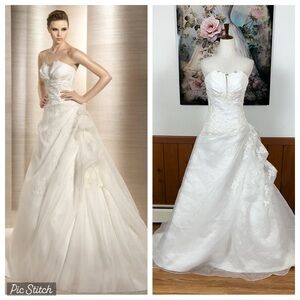 Pronovias Elegant White Strapless Wedding Dress